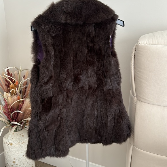 Stylish Patricia Luca Furry Sleeveless Coat Size S Rabbit - Picture 3 of 3